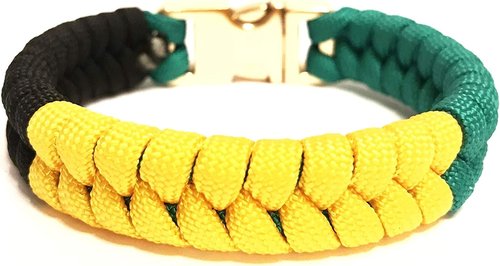 Flag of Jamaica Mens & Women Paracord Survival Bracelet Jewelry Jamaican Flag (Size 7.5 inches)