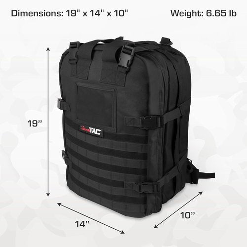 MediTac Deluxe Special Ops Tactical Field Medical Stomp Pack - Largest Backpack for all Gear & Equipment - Black