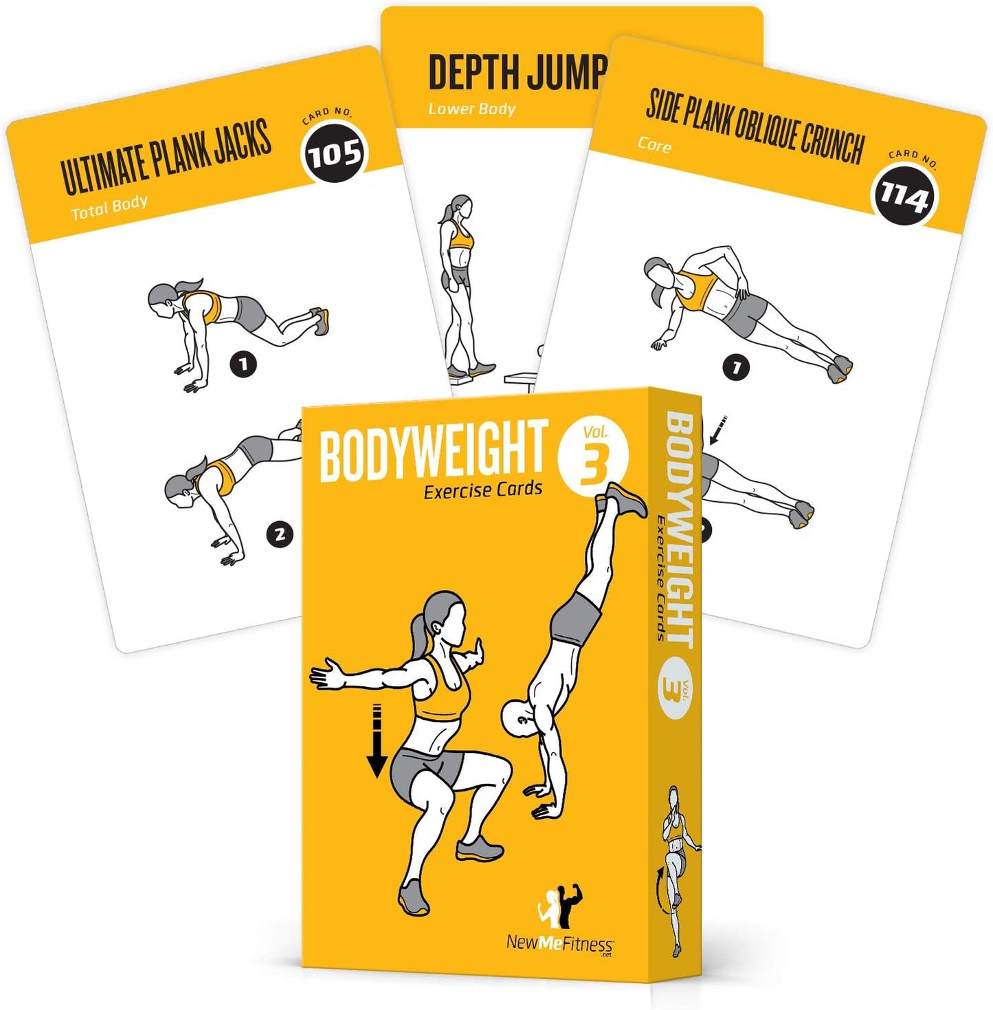 NewMe Fitness Yoga Pose Workout Cards, Instructional Fitness Deck for Women & Men, Beginner Fitness Guide to Training Exercises at Home or Gym