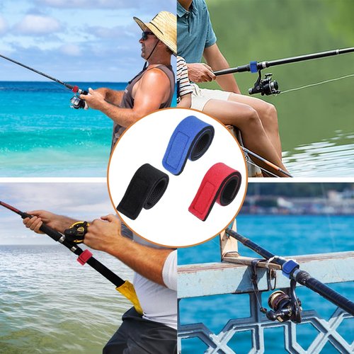 Dimeho Fishing Rod Straps, 12 Pcs Fishing Rod Ties Wraps Strap Stretchy Rods Holder Fish Pole Belt Elastic Casting Rods Holder Strap Belt Fish Gear
