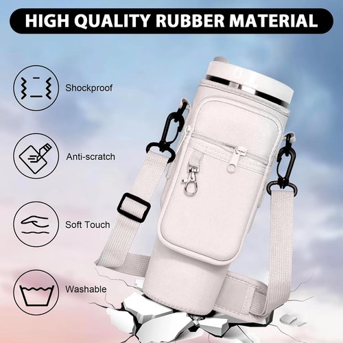 iDIY Water Bottle Carrier Bag for Stanley Cup Accessories, Crossbody Water Bottle Sling Bag with Phone Pocket, Water Bottle Holder with Securely Holds Bottle for Hiking, Camping, Fishing(Style-1)