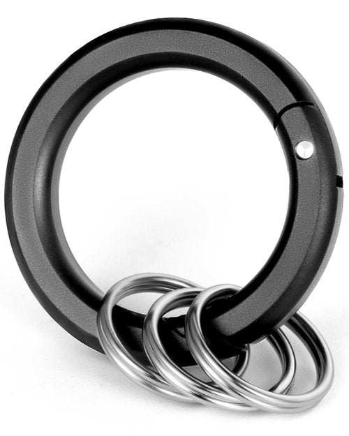 TIMULTI Multi-Use Carabiner Clips,Small Caribeener Clips with Key Rings, 1.4" Spring Snap Hook Key Chain Clip for Home Car Keys (Black Aluminium - 1 Pack)