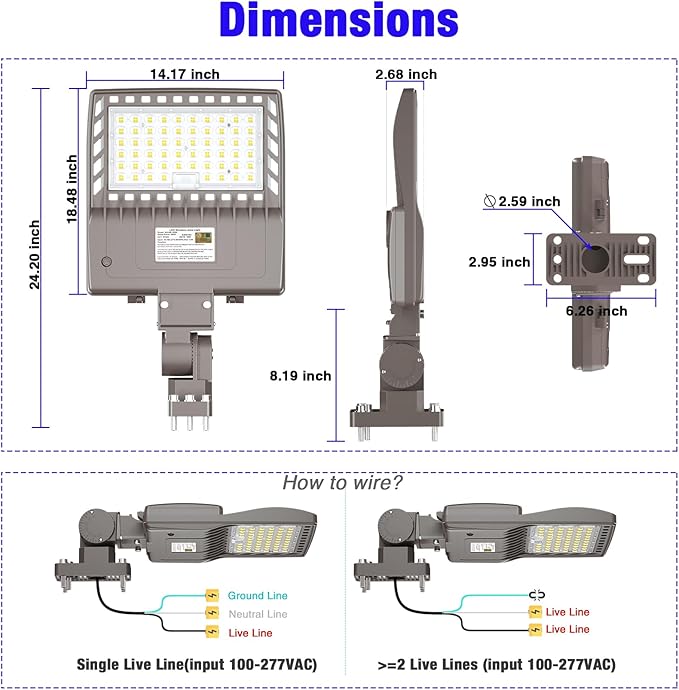 BBESTLED 200 Watts Outdoor LED Lights for Parking Lot Commercial, LED Parking lot Lights Adjustable Arm Mount Industrial UL DLC Listed 28000LM IP65 5000K 100-277VAC, 200W LED Shoebox Pole Light