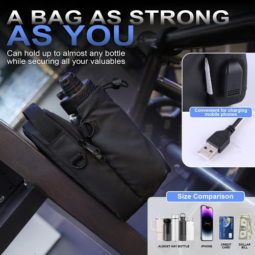 Magnetic Water Bottle Holder Sling Bag – Waterproof Crossbody for Gym & Travel with USB Port, Strap & Phone Pocket Duvcein