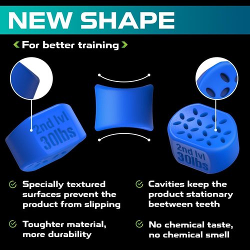 Jaw Exerciser for Men and Women - 2 pcs Powerful Jaw Trainer - Beginner 20 lb - Double Chin Reducer Eliminator - Silicone Toner Tablets - Face Neck Shaper and Strengthener Chewing Gum