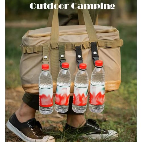 Sewzig 4 PCS Hanging Bottle Buckle Clip Carabiner Portable Mineral Water Bottle Ring Holder Nylon Webbing Strap for Outdoor Backpack Belt Camping Hiking Travel (Army Green)
