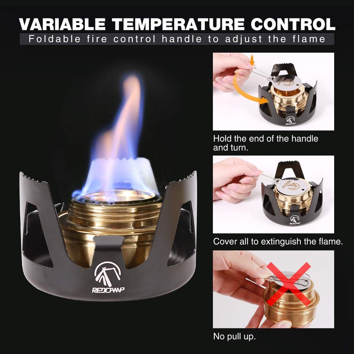 REDCAMP Mini Alcohol Stove for Backpacking, Lightweight Brass Spirit Burner with Aluminium Stand for Camping Hiking