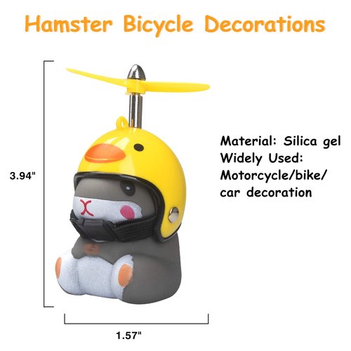 wonuu Duck Bike Bell with Light and Propeller Helmet Cute Hamster Bicycle Horn, Car Dashboard Decoration Squeeze Rubber Duck Motorcycle Bike Bells Ornaments (Chick&Shark)