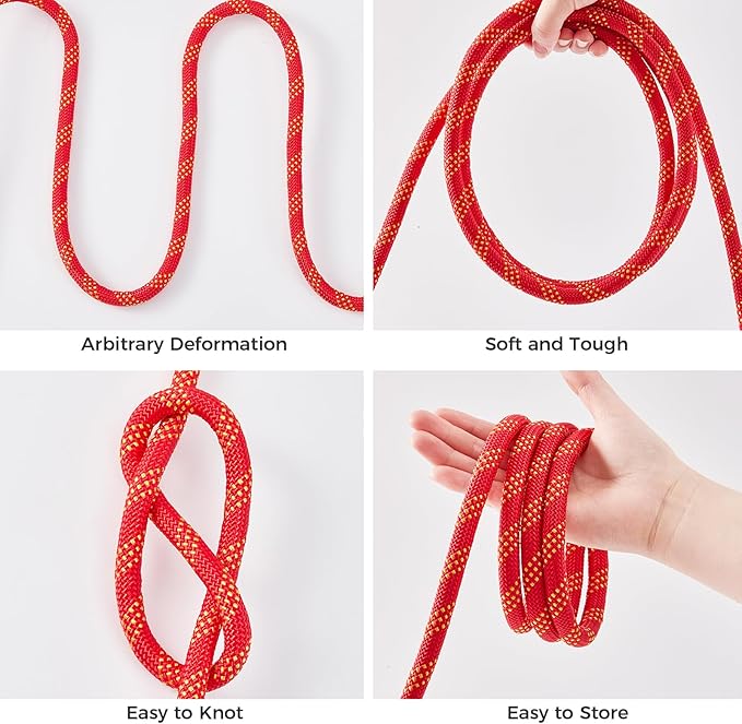 1/2 Inch 200ft Double Braided Polyester Arborist Rope, Heavy Duty Nylon Rope for Anchor, Tree Work, Cargo, Pulling, Sailing(Red)