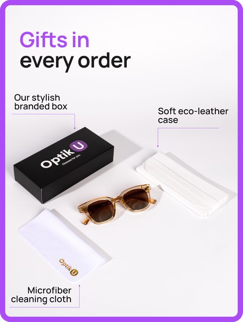 Optik U Polarized Square Sunglasses for Women 100% UV Protection 6229 C4 (Beige)