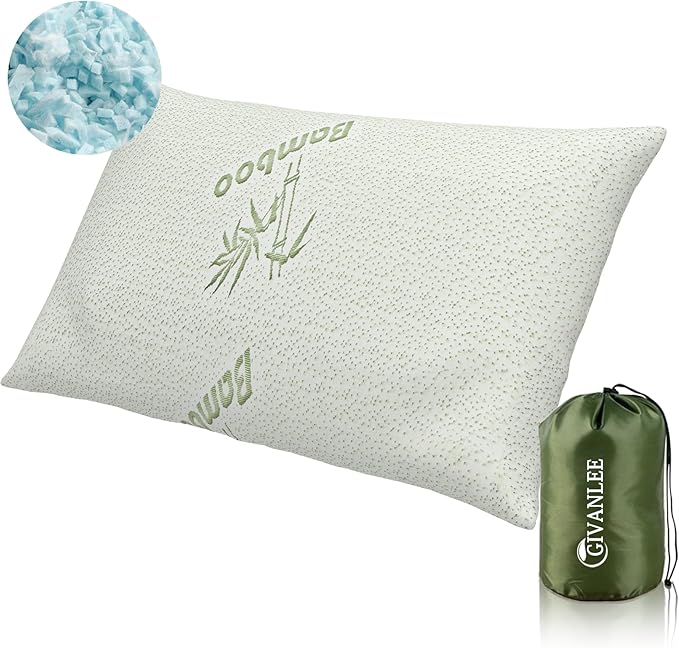Small Camping Pillow for Sleeping,Filled with Shredded Memory Foam,Travel Pillow Compact & Packable with Storage Bag,Soft Cover,Portable Small Pillow for Camp Gear & Accessories