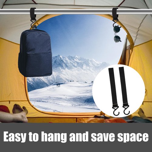 lasuroa 12pcs Ice Fishing Coat Hooks, Ice Fishing Shelter Coat Hooks Ice Fishing Shelter Accessories Hanging Storage for Ice Fishing Tents Hunting Accessories Outdoor Camping (Black)