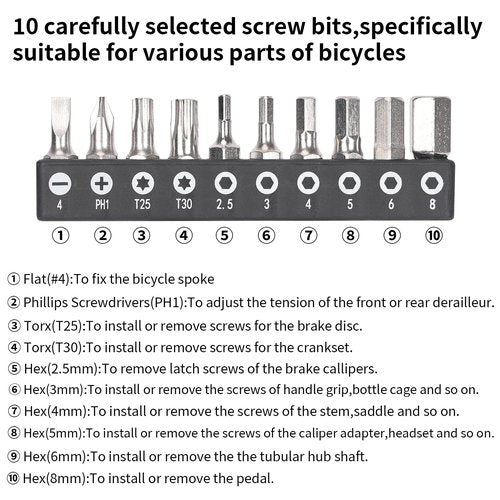 Bike Tool Kit, Bike Repair Kit Mini Ratchet Wrench Set with 10 Bits, 1/4 Ratchet Ratcheting Screwdriver 10 in 1, MTB Road Bike Ratchet Wrench for Tight Spaces With Extension Rod, Storage Case & Bag