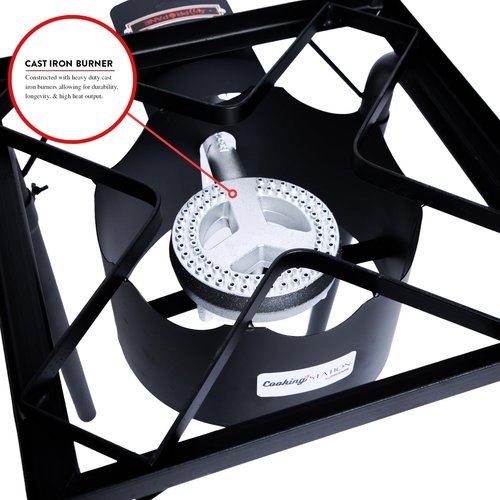 Propane Burner Stove Outdoor Portable Cooker Bbq Single Stove Gas Camping Cooking Professional Cast iron Lpg High Pressure 54,000 Btu