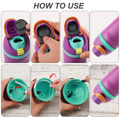 4pcs Bottle Seal Ring & Replacement Rubber Stopper for Owala FreeSip 16oz 19oz 24oz 32oz 40oz, Silicone O Ring Water Bottle Top Lid Parts, Cap Mouth Plug Gasket Accessories, BPA-Free (Black)