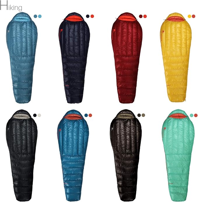 Mountaintop Ultralight Mummy Down Sleeping Bag 650 Fill Power Duck Down Suits for 32 Degree F for Camping Hiking Backpacking