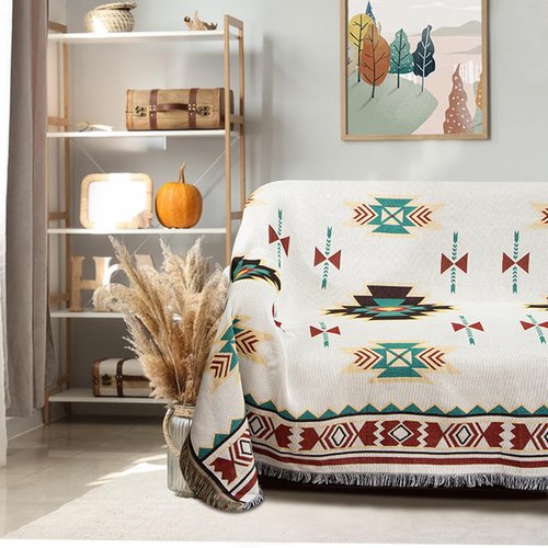 Samboo Mexican Blankets Western Home Decor, Native American Indian Woven Outdoor Throw Blanket for Couch, Bed, Camping, Soft Lightweight Durable, for Outdoor Picnic Beach, Machine Washable, 50"x60"