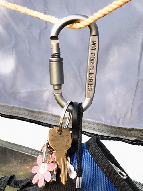 Locking Carabiner Clip, Spring loaded Aluminum D Ring, for Outdoor camping, organizing, keychain, Gate lock