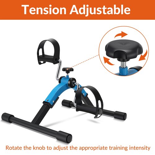 RYGEO Folding Pedal Exerciser Mini Exercise Bike Under Desk Bike Pedal Exerciser for Arms and Legs Cardio Workout, Portable Desk Bike Peddler Machine for Sedentary Officer & Seniors