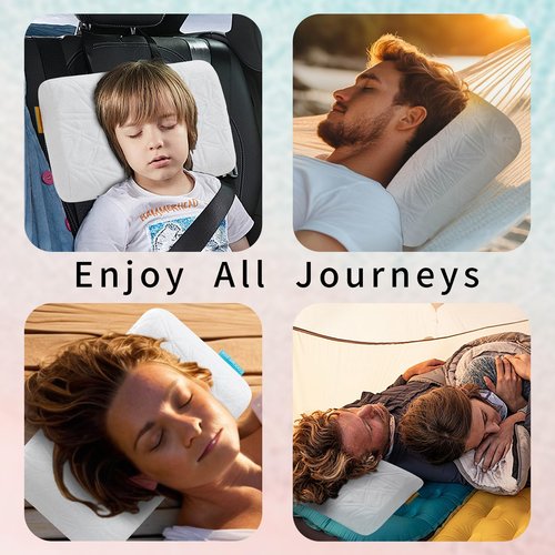 Furlupy Small Gel Memory Foam Camping Pillow Travel - Contoured Support -Compressible Pillow Ideal for Backpacking, Camping, Travel, Car, Airplane,Office Nap
