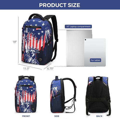 Swissdigital Casual Backpack for Men with USB Charging Port,Large Capacity Travel Backpack,Water-Repellent College Backpack for Men and Women (LM100002) One Nation One World