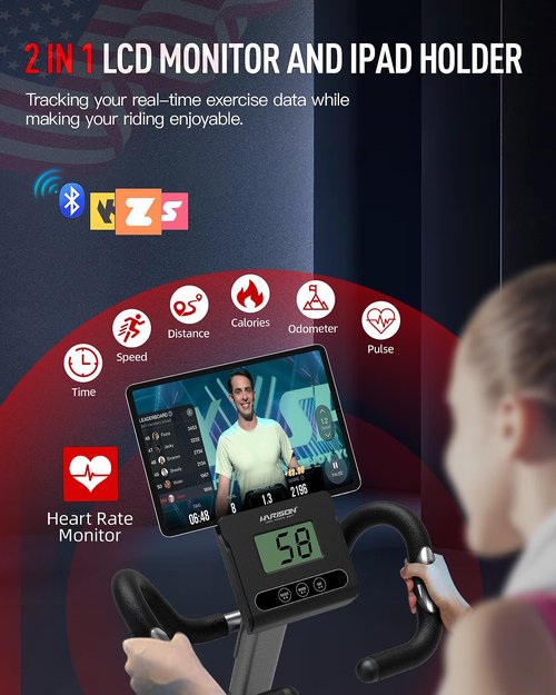 HARISON Pro Recumbent Exercise Bike 350 lbs Capacity, Magnetic Recumbent bike for Adult and Seniors, Recumbent Stationary bike for Home with Smart Bluetooth App, 2 in 1 LCD Monitor and Tablet Holder (HR-B50A)