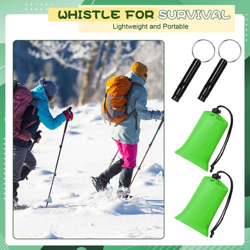 Qunclay 6 Set Emergency Sleeping Bag Portable Bivy Sack with Whistles Thermal Waterproof Survival Bag Foldable Lightweight Emergency Supplies for Outdoor Travel Camping Hiking(Green)