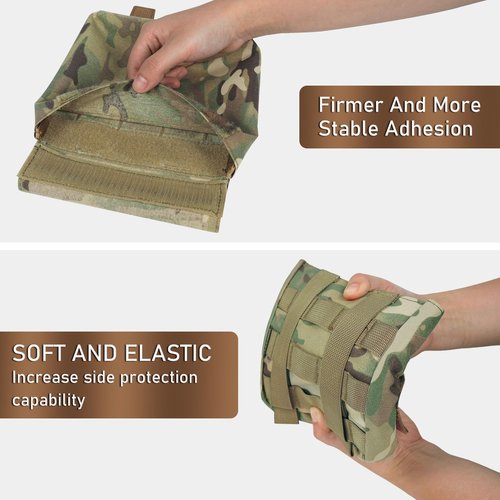 Tactical Molle Side Pouch with 6x6 Soft Plate, Ultralight Molle Pouch Sundry Bag Airsoft Vest Carrier Accessories. (MC)