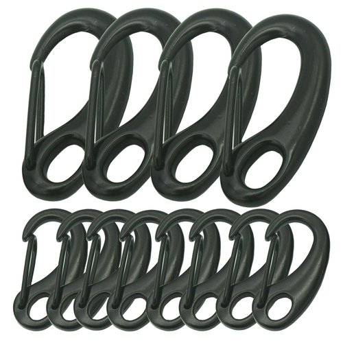 MyyYiTar Metal Small Large Spring Snap Hooks with Fixed Eyering Egg Shape Quick Carabiners Clips for Keychain Pet Id Tag Holder, 12 Pcs Black(4 Large+8 Small)