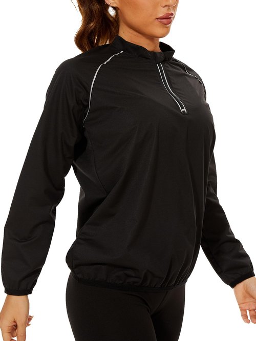 LAZAWG Sauna Suit Womens Long Sleeve Lightweight Zipper Workout Women Sweat Suits for Gym Running Exercise
