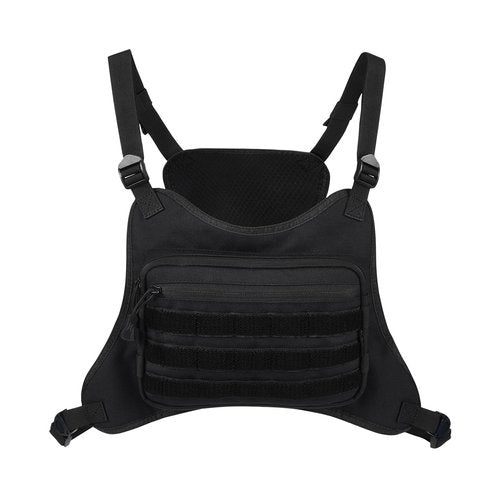 AMHEH Outdoor Tactical Chest Bag for Men Sports Rig Vest with Magazine Pouch Phone Holder Adjustable EDC Travel Pack for Running Hiking (Black)