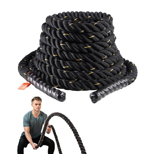 VEVOR Battle Rope, 1.5 Inch Diameter 30Ft Length Polyester Exercise Rope, Battle Exercise Equipment, Heavy Weighted Rope for Home Gym Body Workout Core Strength Training Muscle Building Fitness