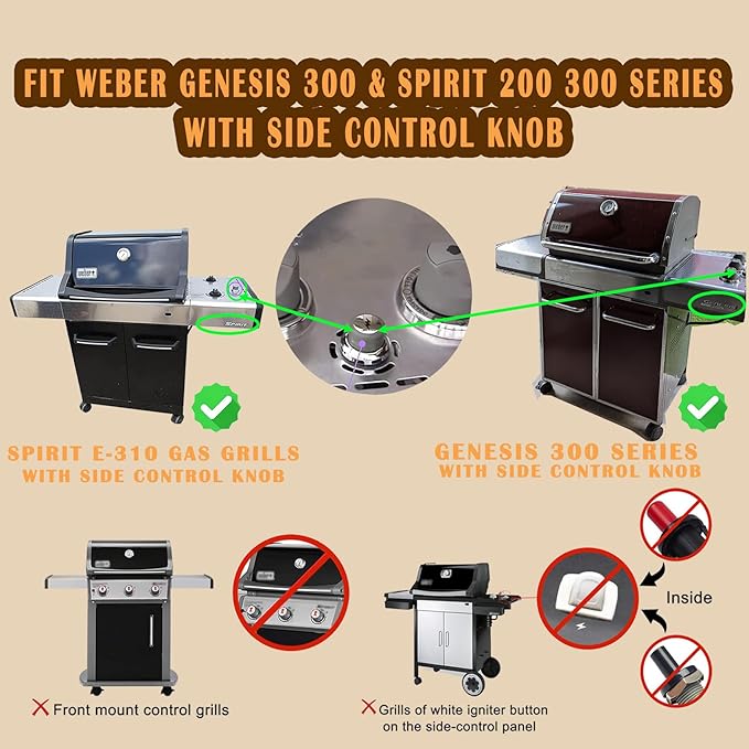 SafBbcue 91360 67847 67726 Igniter Kit 1819-51 1836-32 Ignition Kit for Weber Genesis 300 & Spirit 200 300 Series Side-Control Spirit E210 Spirit E310 Genesis E310 E320 Side-Control Grill Parts