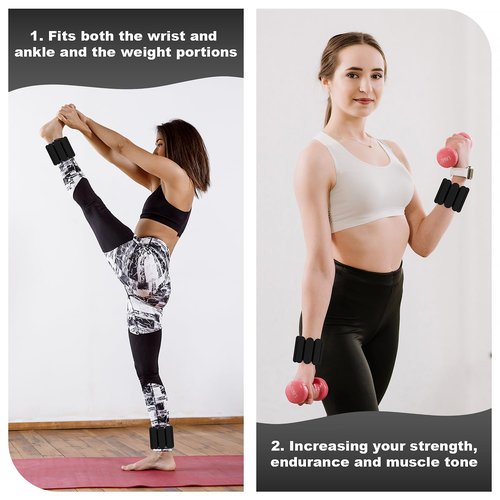 DOOHALO Ankle Weights Wrist Weights for Women Adjustable Arm Leg Weights for Women Weighted Wristbands for Walking Pilates Yoga, Aerobics 2 Pieces in Set 1lb Each