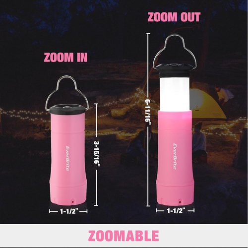 EverBrite 2-in-1 Mini Lanterns and Flashlights with 3 Modes, 2 Pack Portable Outdoor LED Zoomable Torches, Camping Essentials for Hurricane, Hiking, Night Walking, Emergency