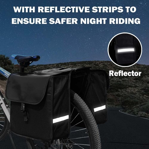 Bike Panniers Rear Rack Bag, 28L Large Capacity Water-repellent Bicycle Saddle Bags, Sturdy and Wearable Bicycle Trunk Bag with Reflective Trim for Grocery Shopping Commuter Long Cycling Trip
