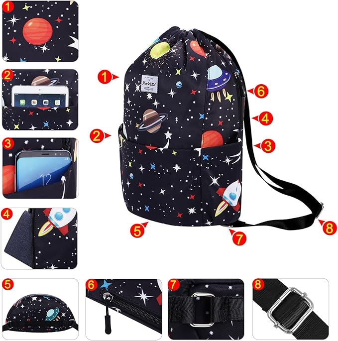XEYOU Drawstring Sports Backpack Lightweight Gym Yoga Sackpack Shoulder Rucksack Casual Outdoor Daypack for Women and Men
