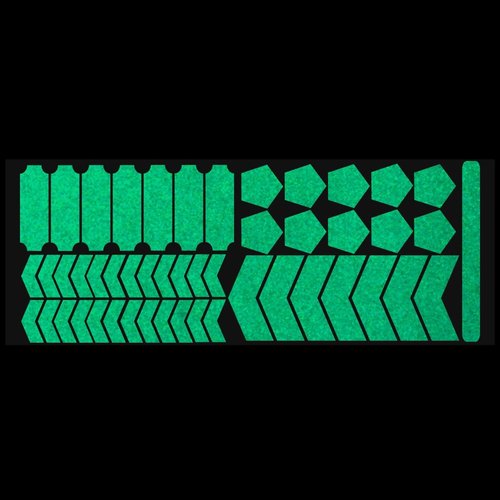 LiteMark Reflective Variety Pack of Green Chevron Sticker Decals for Bicycles, Strollers - Pack of 49 Pcs