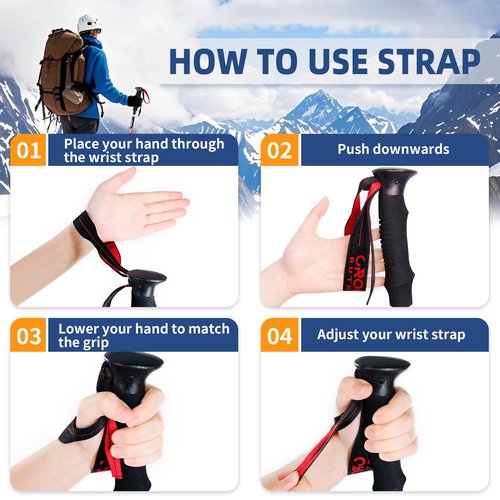 Lightweight Collapsible Trekking Poles for Hiking – 2 Pack Adjustable Hiking Poles, Aluminum Walking Sticks for Skiing, Nordic Walking, Retractable Walking Sticks for Seniors, Women, Men