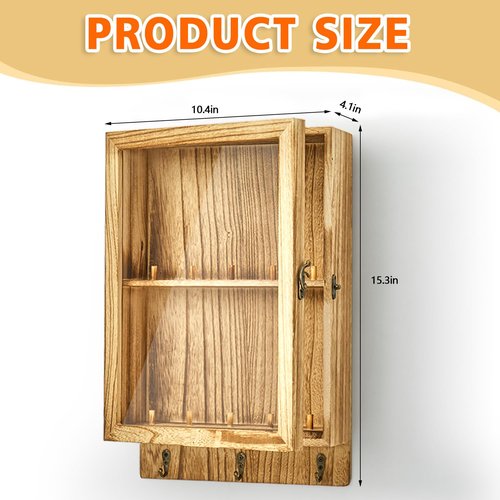 YDEPLVEO Duck Call and Lanyard Display Rack Holder, Wall Mount Wood Storage Case for 10 Calls and 3 Lanyards, Visible Whistle Stand Box for Home Hunting Decor