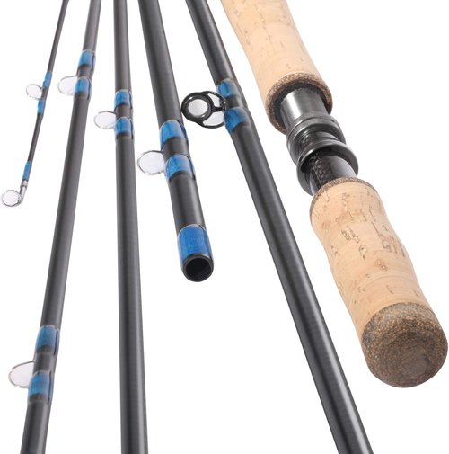 14' Spey Fly Fishing Rod 6 Sections 14FT 9/10 Spey Rod Carbon Fiber Blanks Two Handed Handle Cork Grip