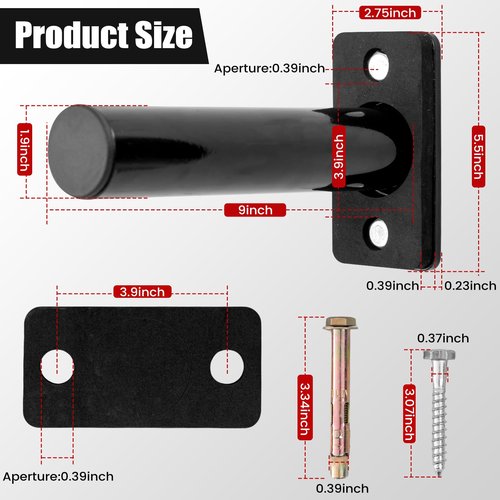 Wall Mounted Weight Plate Rack Storage, Steel Wall Mounted Weight Plate Holder Fits 2" Plates for Home Gyms, Garages, and Power Racks (Black-2pis)