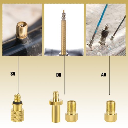 NQEUEPN 16pcs Bike Valve Adapter, Brass Bike Tire Valve Adapter Air Pump Needles Accessories Tool for Bicycle Gym Balloon Swimming Ring Basketball