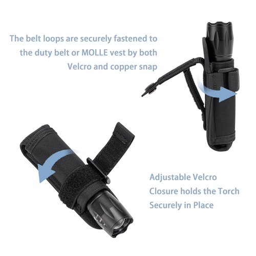 Tactical Flashlight Pouch Holster, Tactical Flashlight Holster Nylon Pouch, Open Top Flashlight Holder