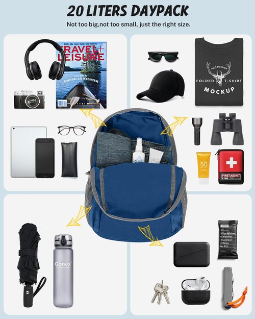 Gonex Ultra Lightweight Packable Backpack Daypack Handy Foldable Camping Outdoor Travel Cycling Backpacking(Dark Blue)