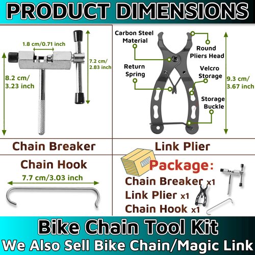 Bike Chain Tool 3 Pcs, Bicycle Link Plier + Chain Drift Tool + Chain Hook Bike Chain Breaker Tool Bike Repair Kit Bicycle Chain Tool Bicycle Repair Kit Bike Tool Kit Set Chain Breaker Tool Kit
