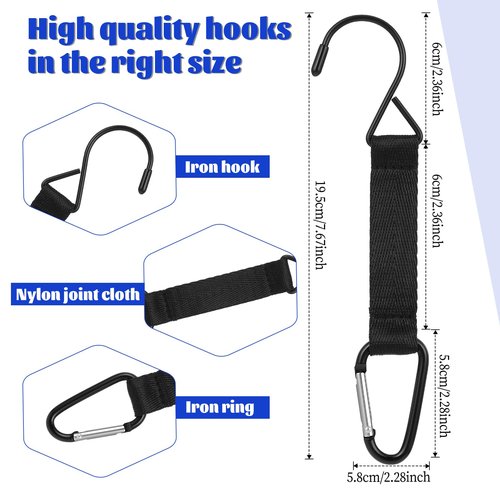 4 Pieces Fence Hooks for Baseball Tennis,Football Bag,Water Cup Backpack Nylon Safety Buckles Fence Hooks Multifunctional Hanging Buckles Metal Hooks for Softball Outdoor Sports Equipment
