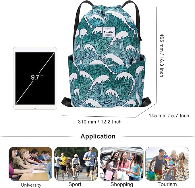 XEYOU Drawstring Sports Backpack Lightweight Gym Yoga Sackpack Shoulder Rucksack Casual Outdoor Daypack for Women and Men