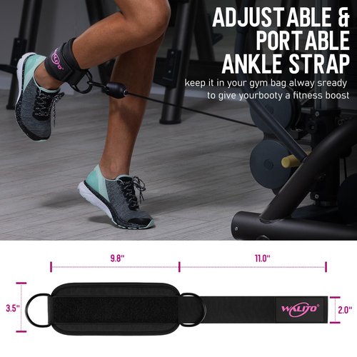 WALITO Resistance Bands and Gym Ankle Straps for Legs and Butt, Gym Cable Machine Accessories for Women Glute Leg Extensions, Hip Abductors & Lower Body Exercises