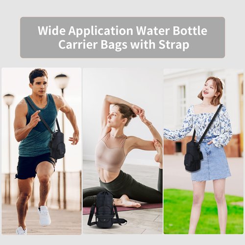 Water Bottle Carrier Bag Insulated with Phone Pocket Quilt Water Bottle Holder Pouch, Daily Use Sling Bag with Adjustable Strap, Large Space for Stanley 40oz Tumbler and Any Other Sports Water Bottle